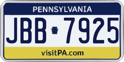 PA license plate JBB7925