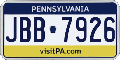 PA license plate JBB7926