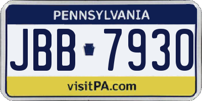 PA license plate JBB7930