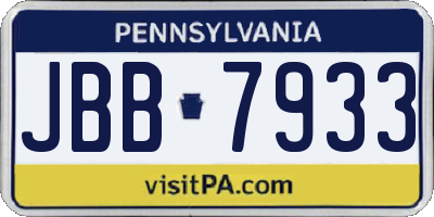 PA license plate JBB7933