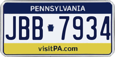 PA license plate JBB7934