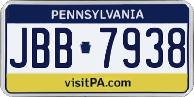 PA license plate JBB7938