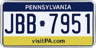 PA license plate JBB7951