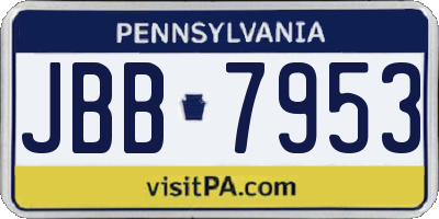 PA license plate JBB7953