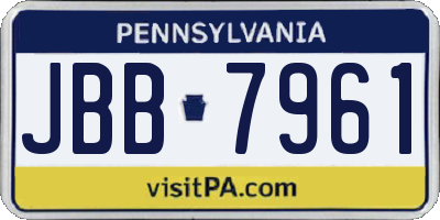 PA license plate JBB7961