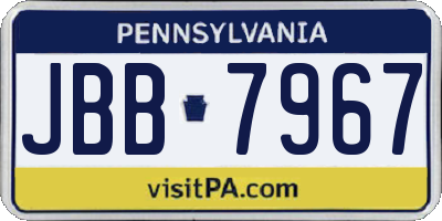 PA license plate JBB7967