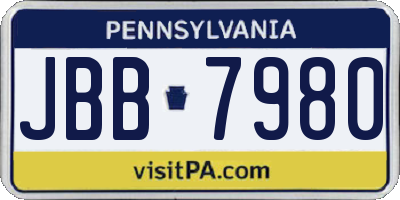 PA license plate JBB7980