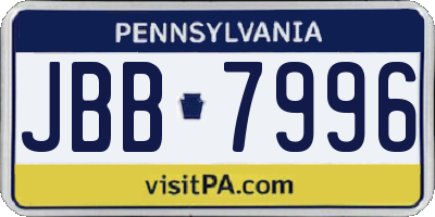 PA license plate JBB7996