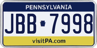 PA license plate JBB7998