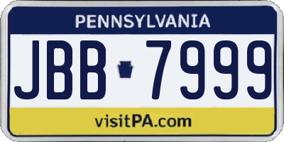 PA license plate JBB7999