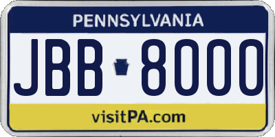 PA license plate JBB8000