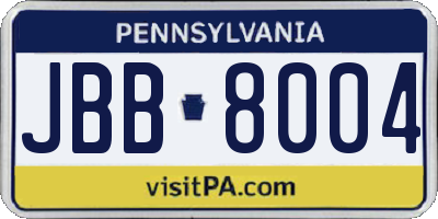 PA license plate JBB8004