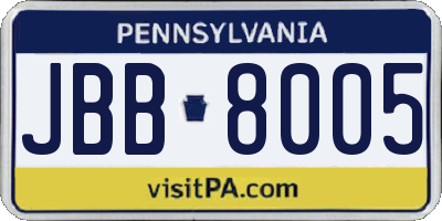 PA license plate JBB8005