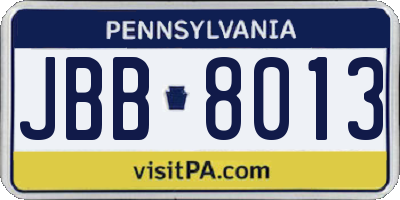PA license plate JBB8013