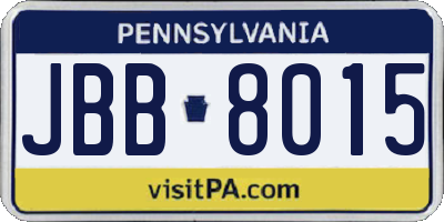 PA license plate JBB8015