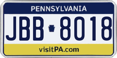 PA license plate JBB8018