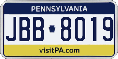 PA license plate JBB8019