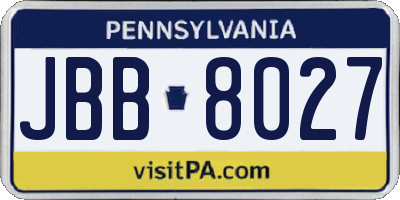 PA license plate JBB8027