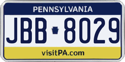 PA license plate JBB8029