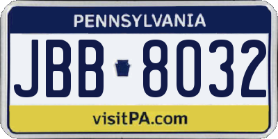 PA license plate JBB8032