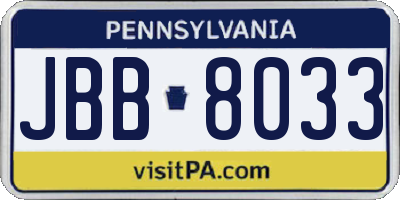 PA license plate JBB8033