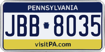 PA license plate JBB8035