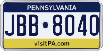 PA license plate JBB8040