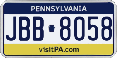 PA license plate JBB8058