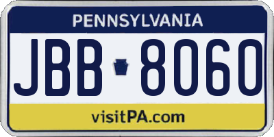 PA license plate JBB8060