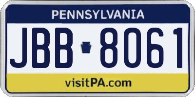 PA license plate JBB8061