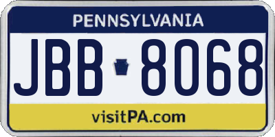 PA license plate JBB8068