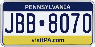 PA license plate JBB8070