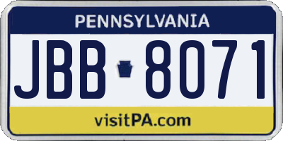 PA license plate JBB8071