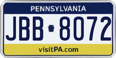 PA license plate JBB8072