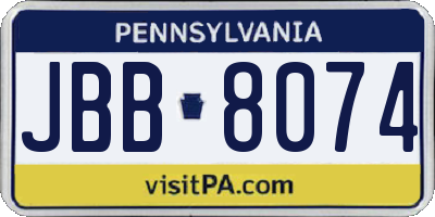 PA license plate JBB8074