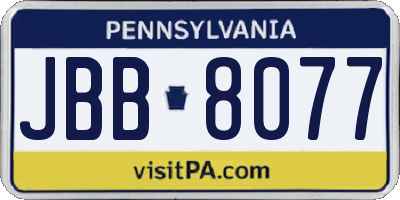 PA license plate JBB8077