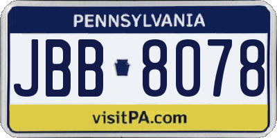 PA license plate JBB8078