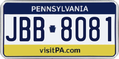 PA license plate JBB8081