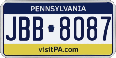 PA license plate JBB8087