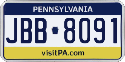 PA license plate JBB8091