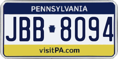 PA license plate JBB8094