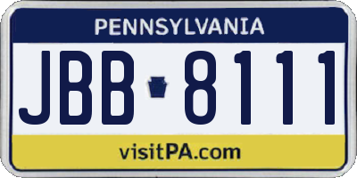 PA license plate JBB8111