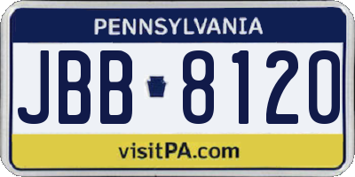 PA license plate JBB8120