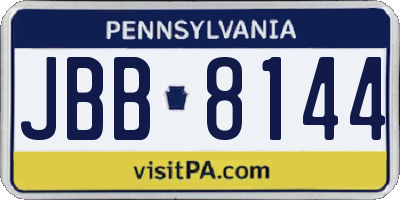 PA license plate JBB8144