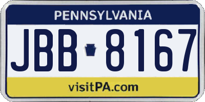 PA license plate JBB8167