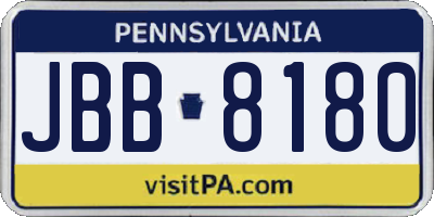 PA license plate JBB8180