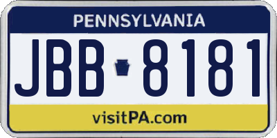 PA license plate JBB8181