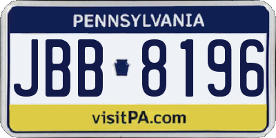 PA license plate JBB8196