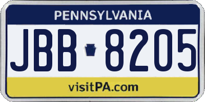 PA license plate JBB8205