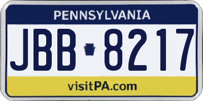 PA license plate JBB8217